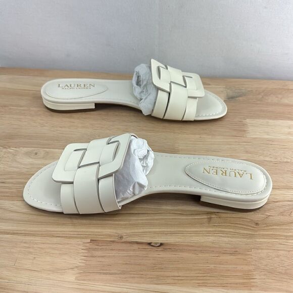 Lauren Ralph Lauren Emerey Leather Sandal- Cream- Size 7B- N IB - Picture 4 of 8